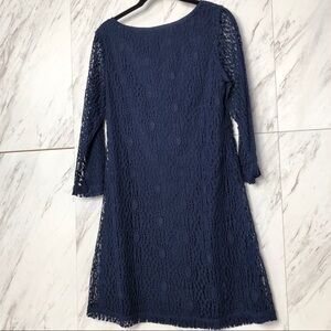 Sharagano Navy Lace Quarter Sleeve Dress SZ 4